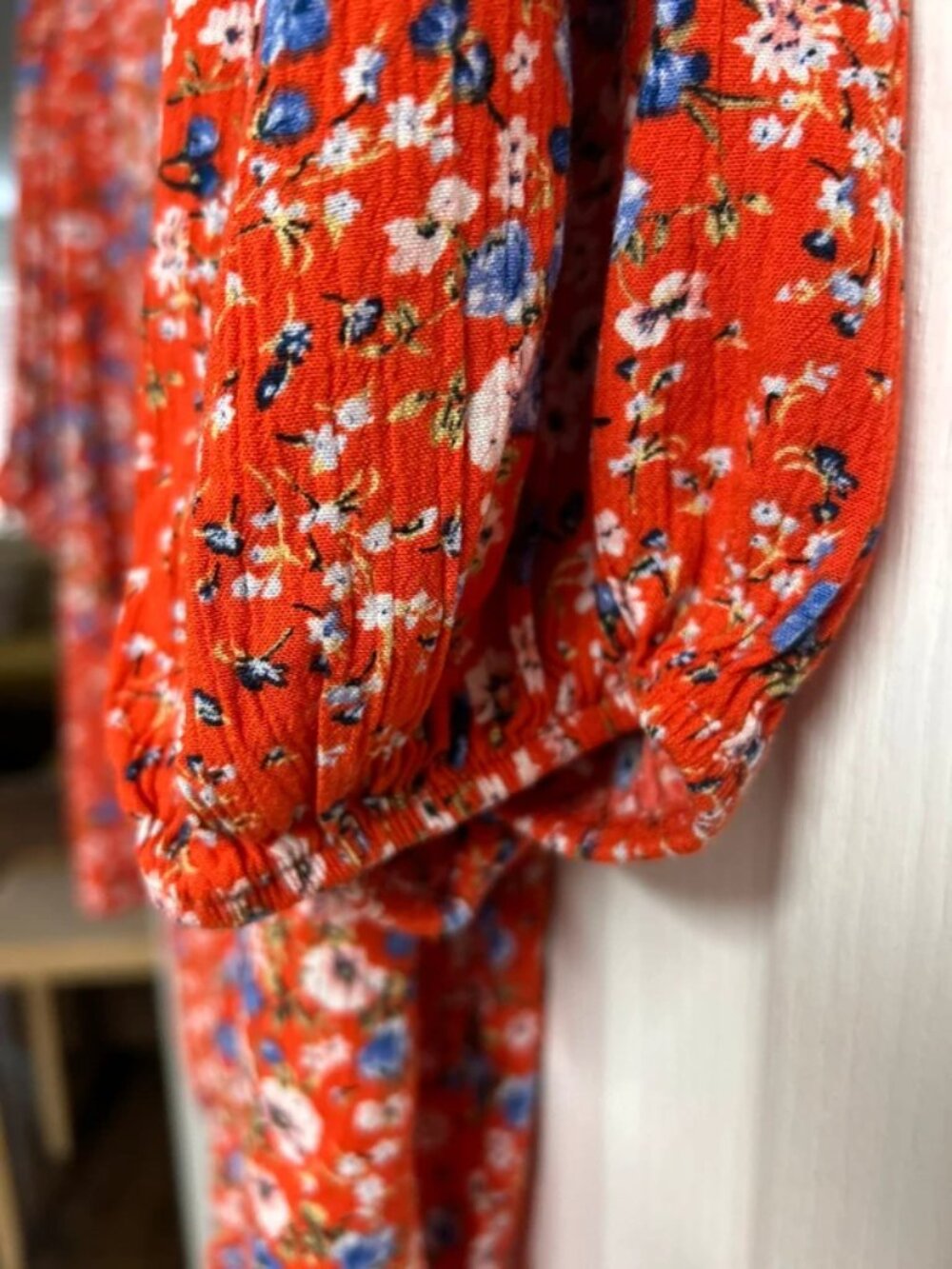 F&F Red Ditsy Floral Square Neck Blouse - Picture 3 of 5